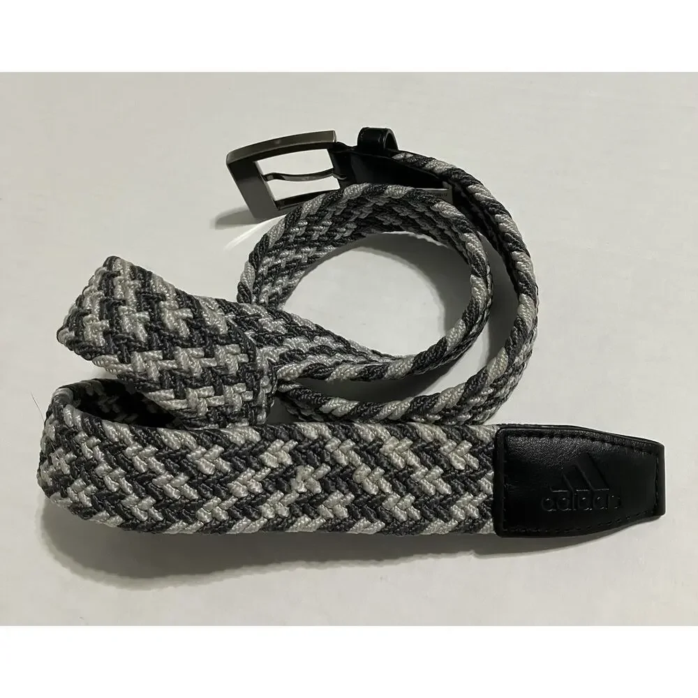 Adidas Braided Woven Stretch Belt Gray Chevron Medium up to 37” Waist